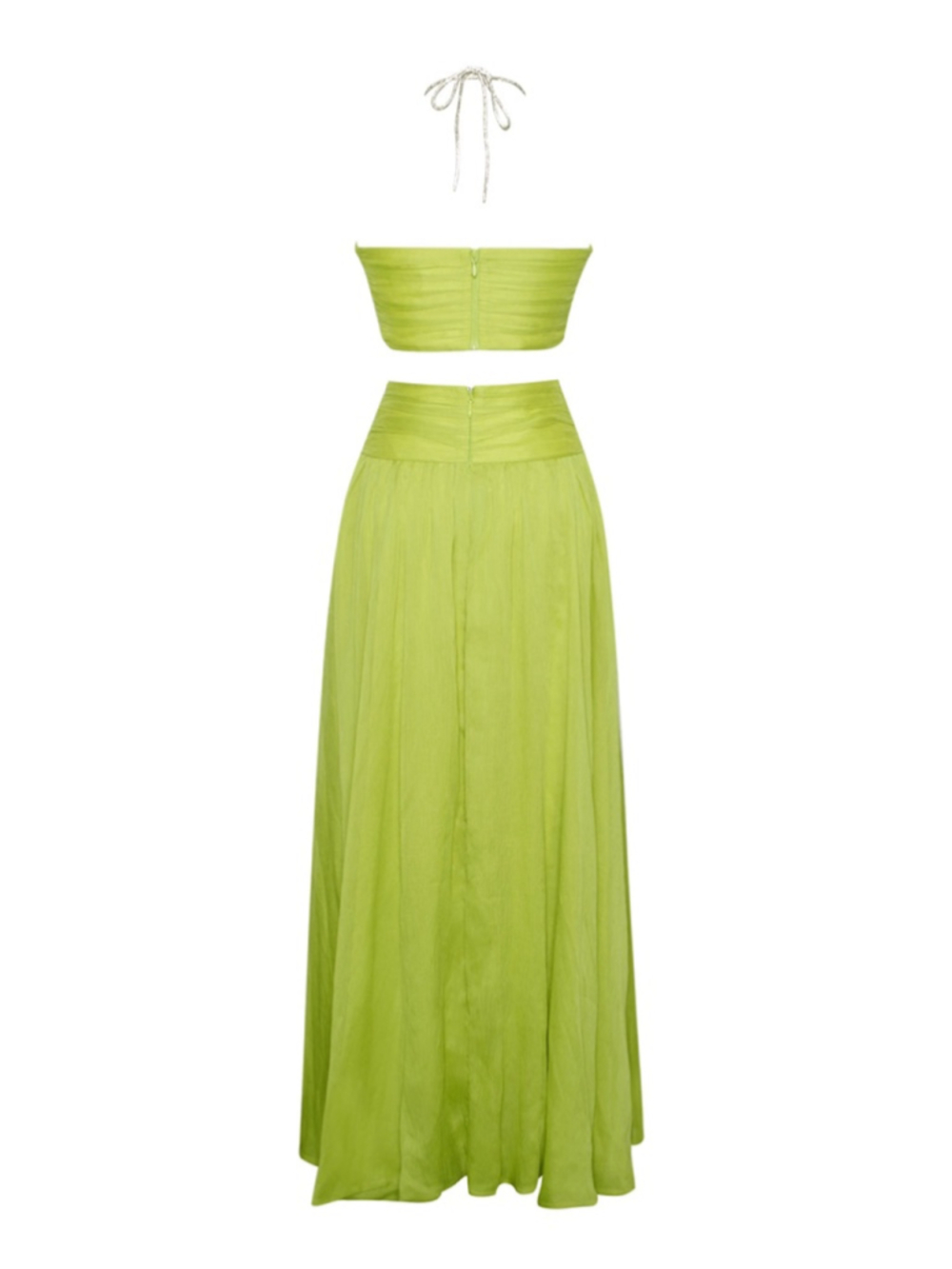 Miss Circle Quinby Chiffon Pleated Lace Up Maxi Dress Sz M NWT - Picture 7 of 8